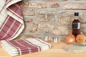 lot 3 torchons carreaux grenat