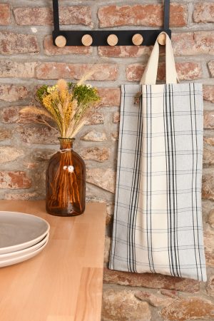 sac a pain et baguette carreaux gris bleu
