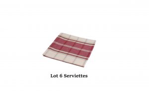 lot 6 serviettes carreaux grenat