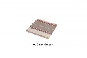 lot 6 serviettes rayee tabac
