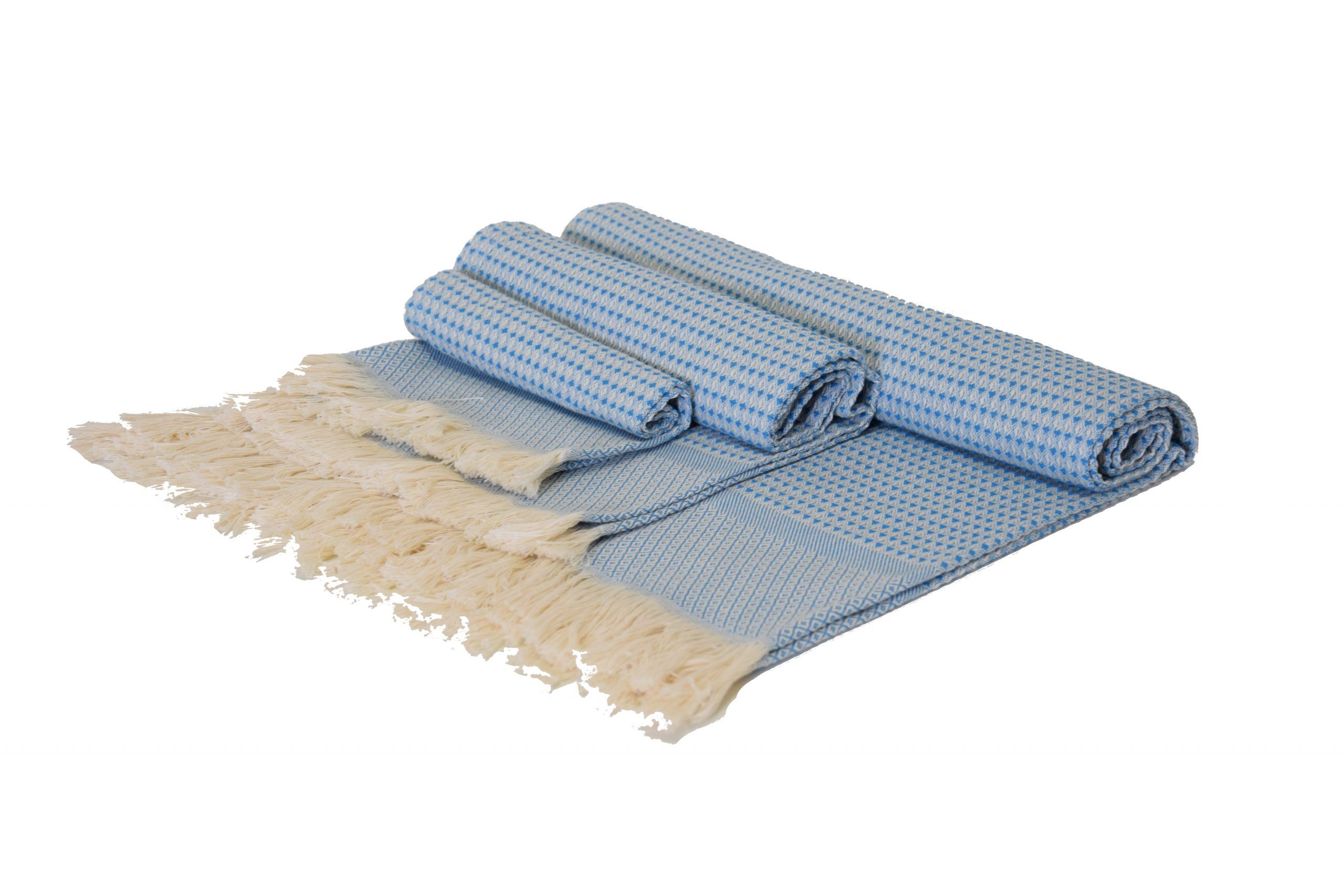 Drap De Douche Nid D'Abeille Bleu - 100 X 150 Cm - Coton Absorbant Doux - Serviette De Bain Grande Taille