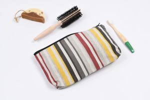 grande trousse tissu bayader gris fabriquée en France