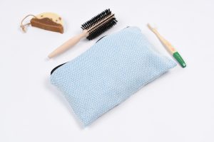 grande trousse tissu medaillon bleu fabriquée en France