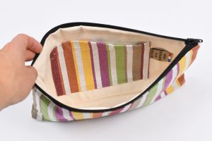 interieur grande trousse tissu bayadere jaune
