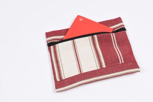 trousse rosy grand modele raye grenat