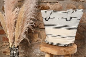 verso sac toile rayé gris fabrication française