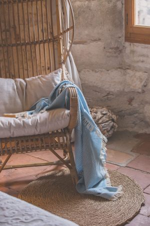 drap de bain nid abeille bleu