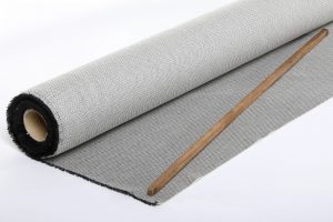 coupon tissu jacquard médaillon noir