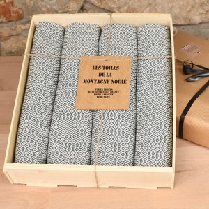 coffret 4 serviettes de table médaillon noir