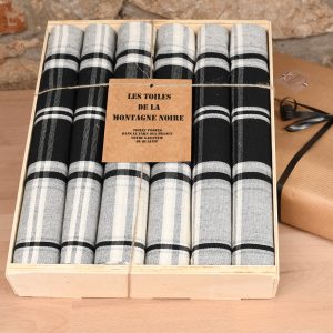 coffret cadeau 6 serviettes de table carreaux ecossais noir