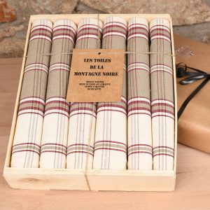 coffret cadeau 6 serviettes de table carreaux tabac