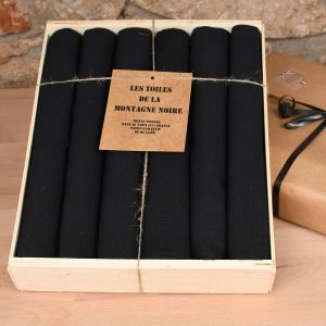 coffret cadeau 6 serviettes de table unies noir