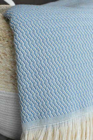 plaid brisé bleu coton laine