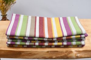 serviette de table en tissu bayadere jaune