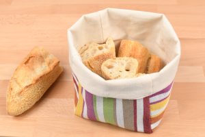 panière à pain tissu bayadère jaune