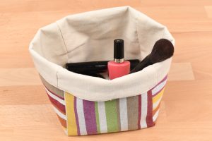 panier fourre tout tissu bayadère jaune