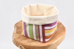 panière en tissu bayadère jaune